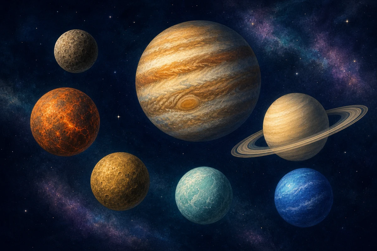岩石質、ガス、氷を多く含むさまざまな惑星